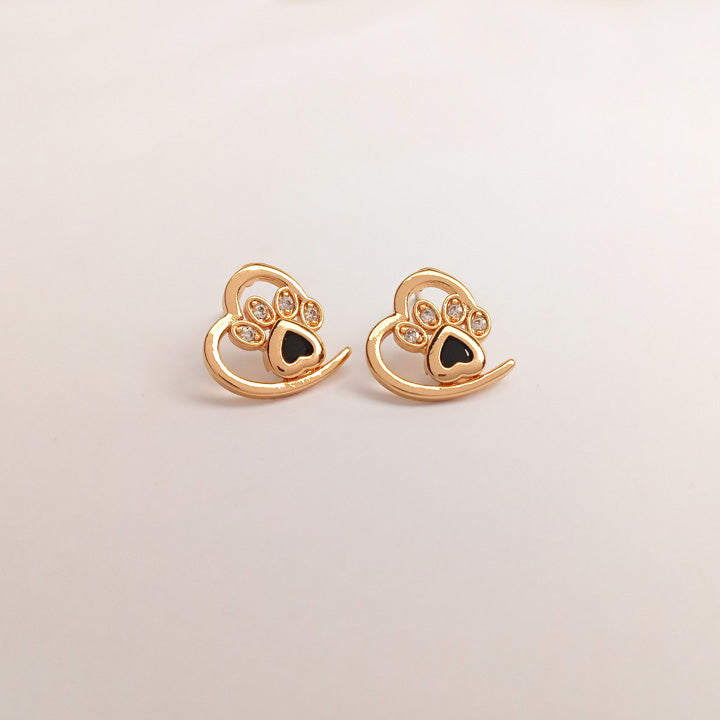 heart ear studs black