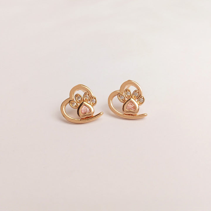 golden heart ear studs