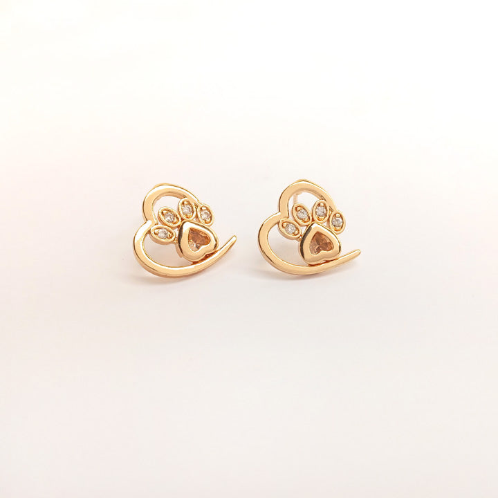 champagne heart ear studs