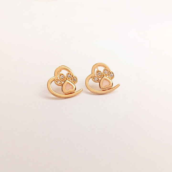 pink heart ear studs