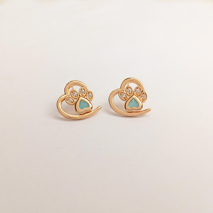 heart shape ear studs green