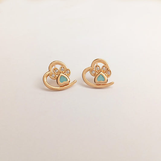 heart shape ear studs green