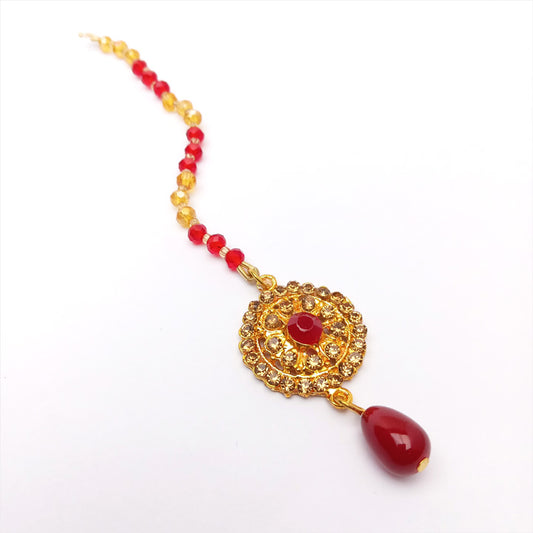 maroon gold bindi