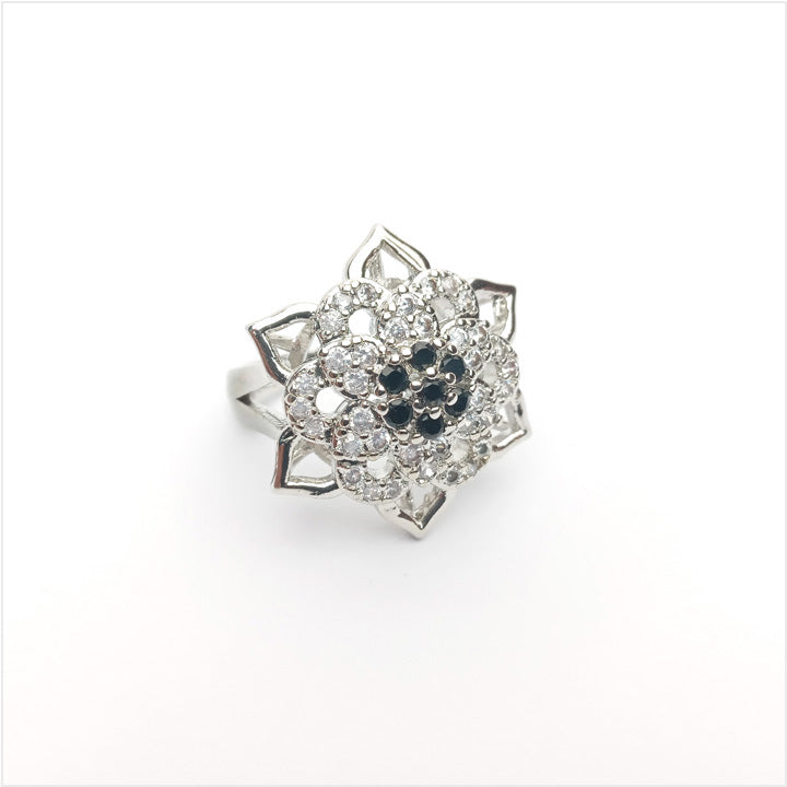 black crystal one carat ring