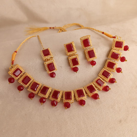 red bridal choker set