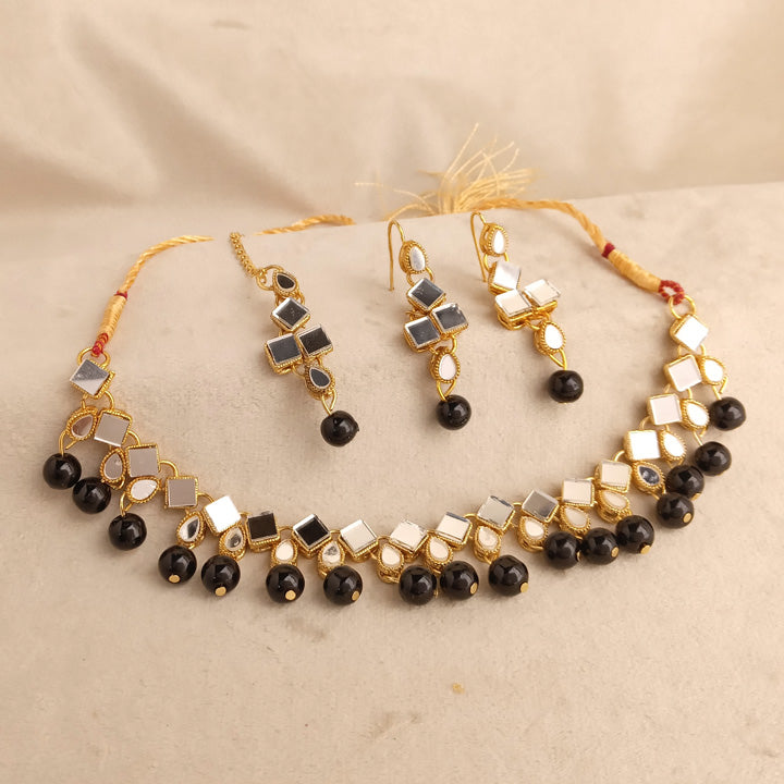 sheesha kundan black set