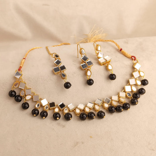 sheesha kundan black set