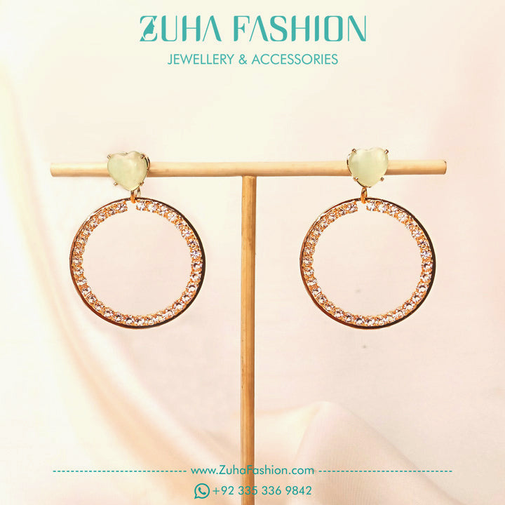 Mint Green Heart Earrings for Girls 0981