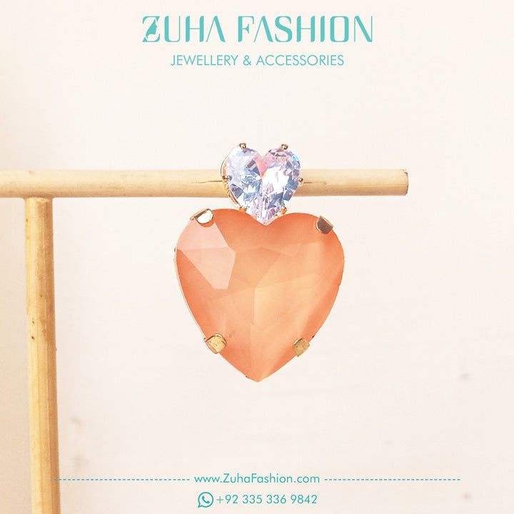 Peach Heart Earrings for Girls 0982