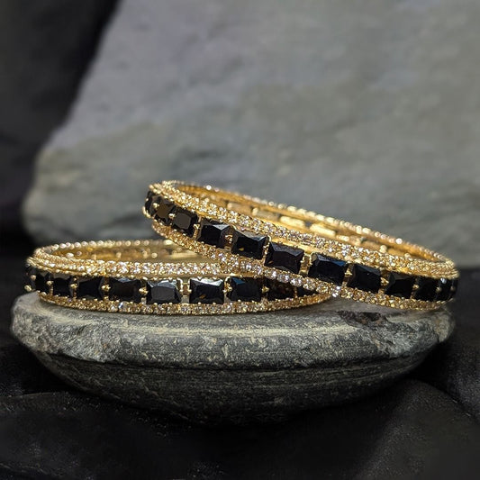 Zircon Black One Karat Bangle Pair 1567