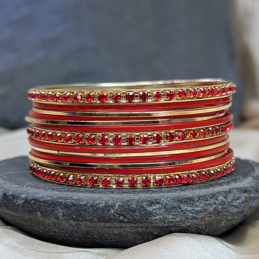 Golden Red Bangle Set 1513