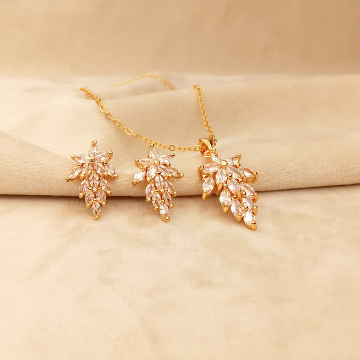 Gold Plated Zircon Necklace Set Design 0425
