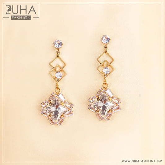 Elegant Golden Crystal Earrings 0486