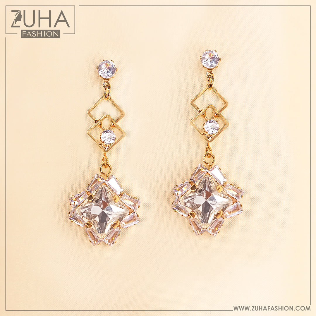 Elegant Golden Crystal Earrings 0486