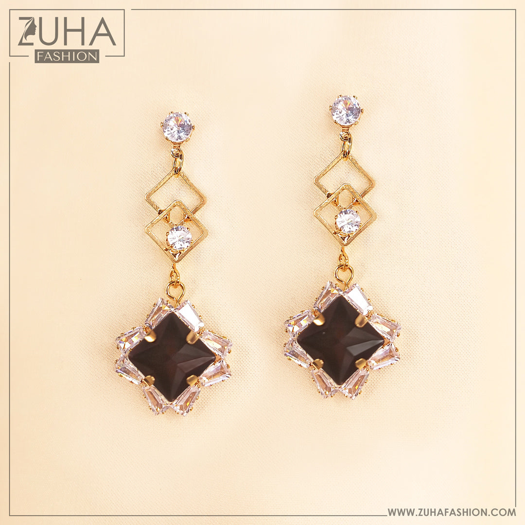 Elegant Black Crystal Earrings 0486