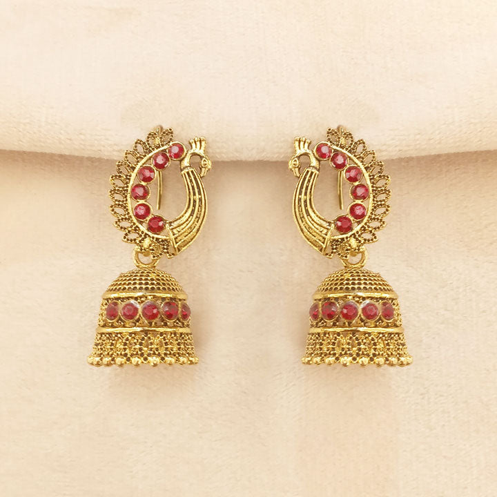 Maroon Peacock Jhumka 0650