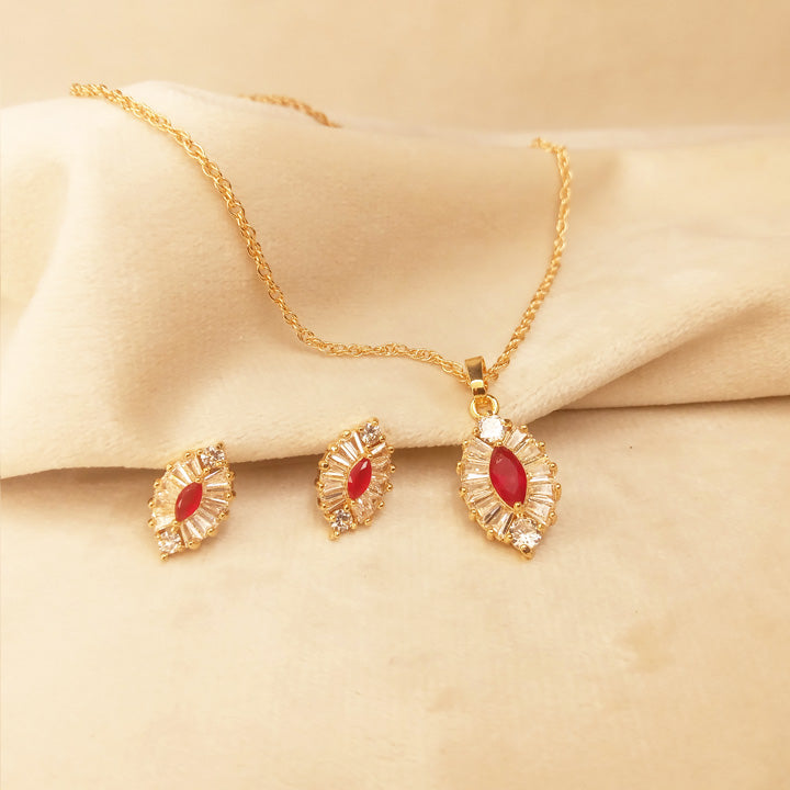 Red Crystal Necklace Set 0311
