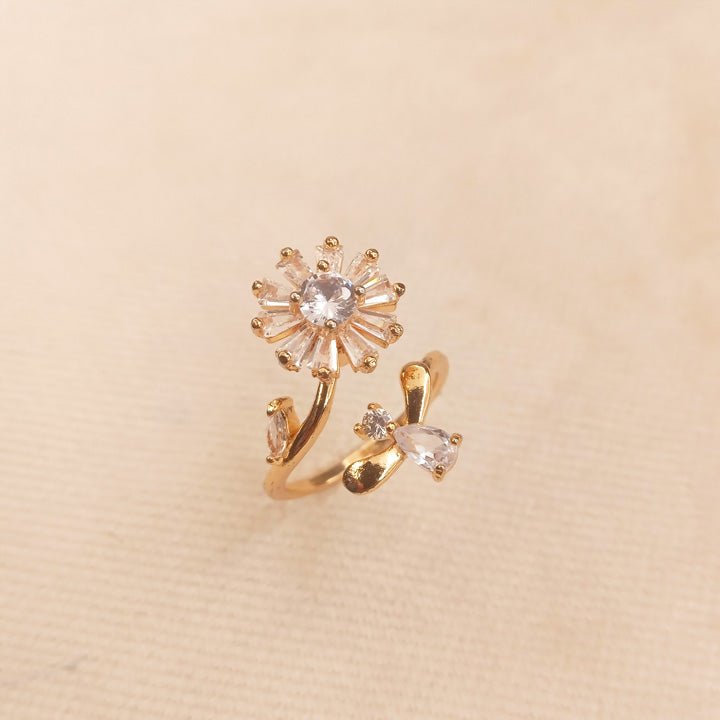 rotating floral crystal ring