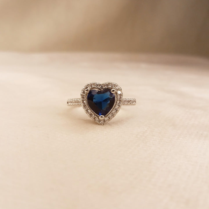 Blue Heart Silver Ring 0593