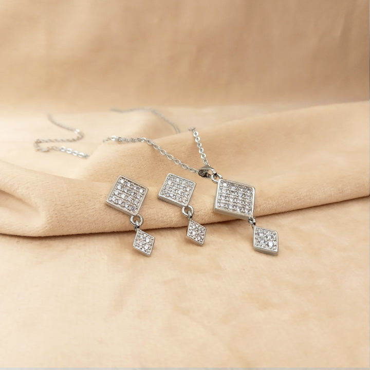 Silver Zircon Necklace Set for Girls 0303