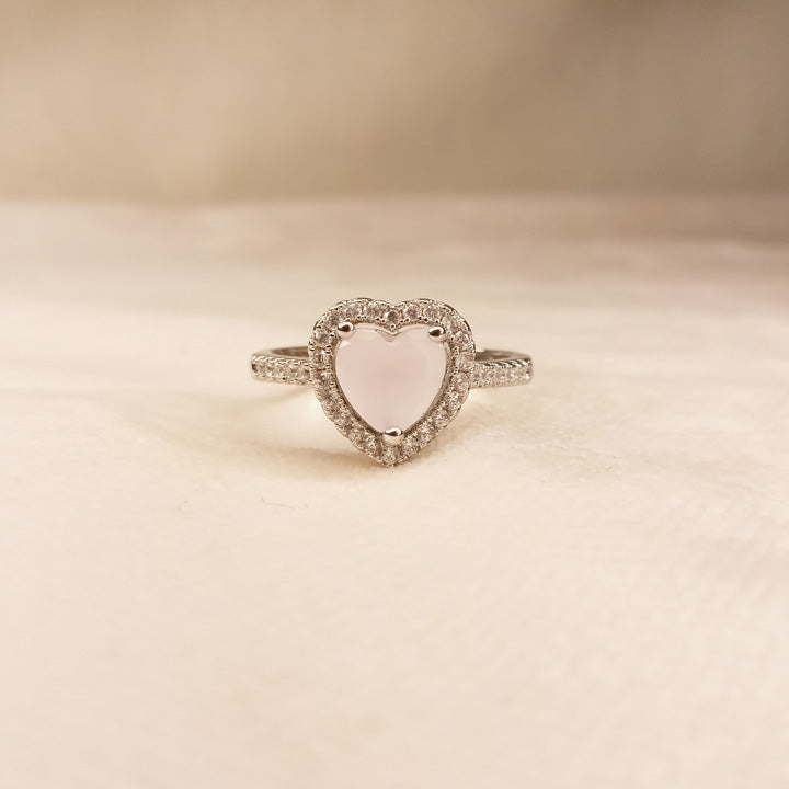 Pink Heart Silver Ring 0593
