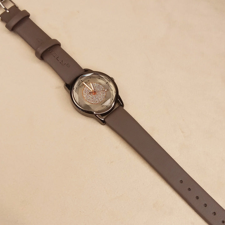 Ladies Gray Leather Watch 0563