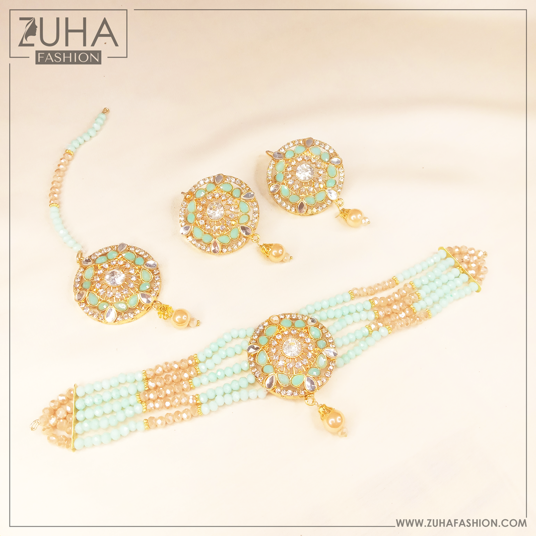 sea green bridal choker necklace