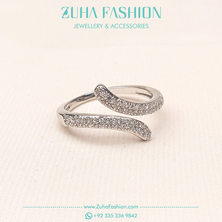 Adjustable Silver Zircon Ring for Girls 0947