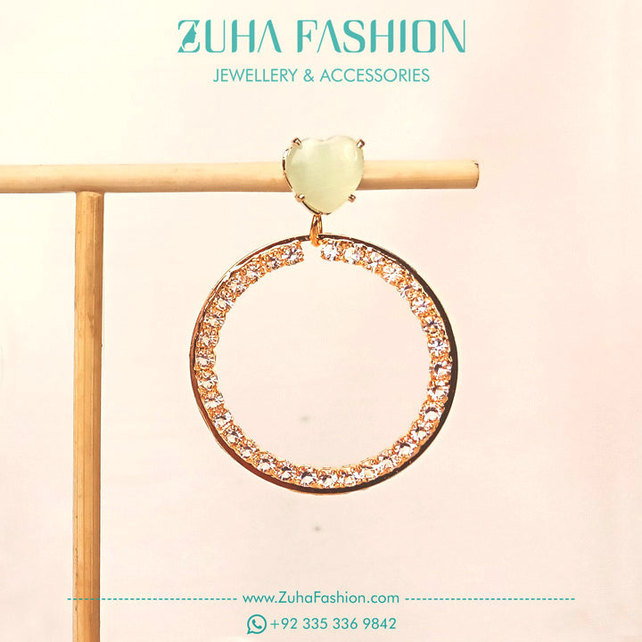 Mint Green Heart Earrings for Girls 0981