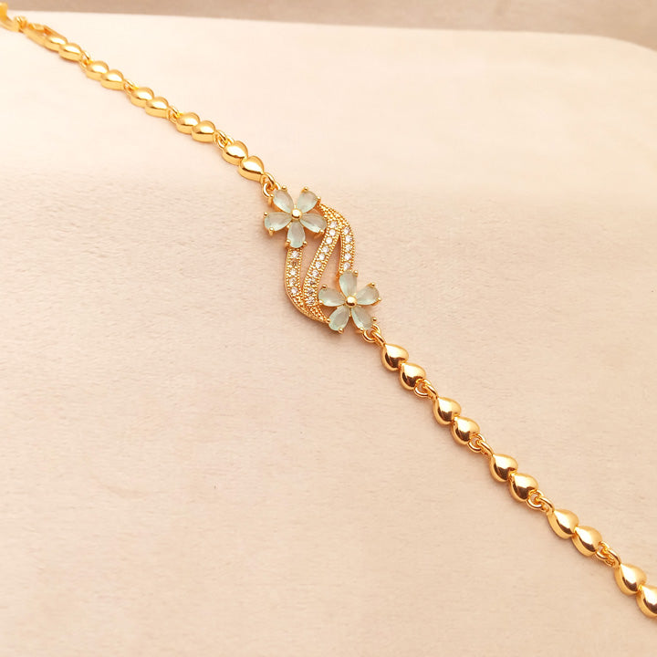 Golden Sea Green Flower Bracelet 0723