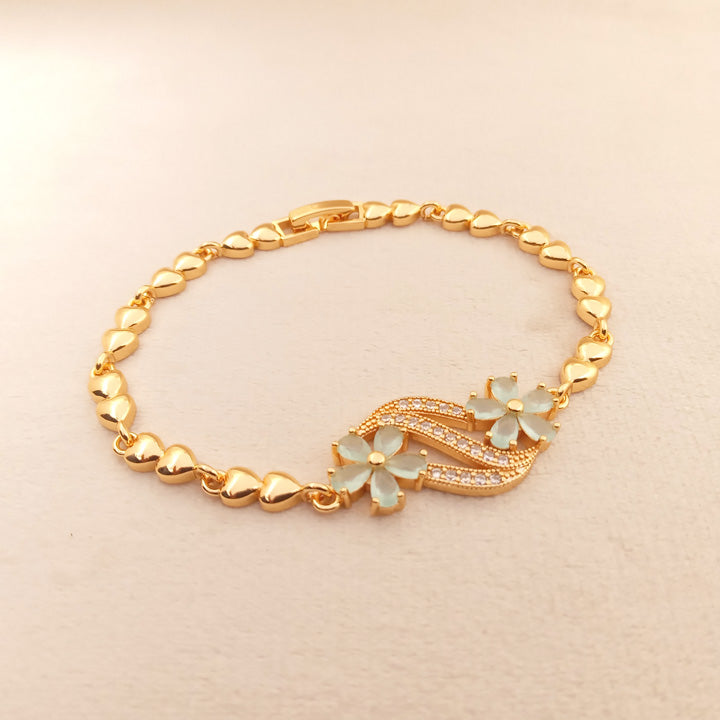 Golden Sea Green Flower Bracelet 0723