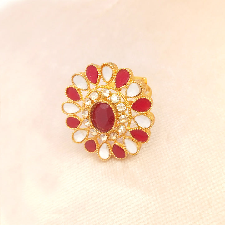 Adjustable Red Polki Ring 0670