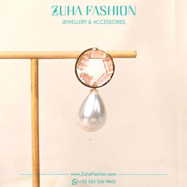Pink Crystal Pearl Earrings 0980