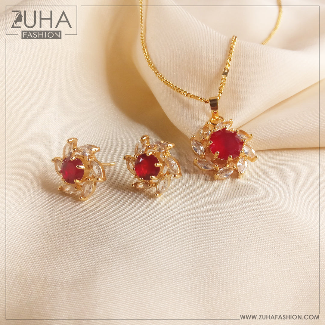 Red Zircon Set for Girls 0310