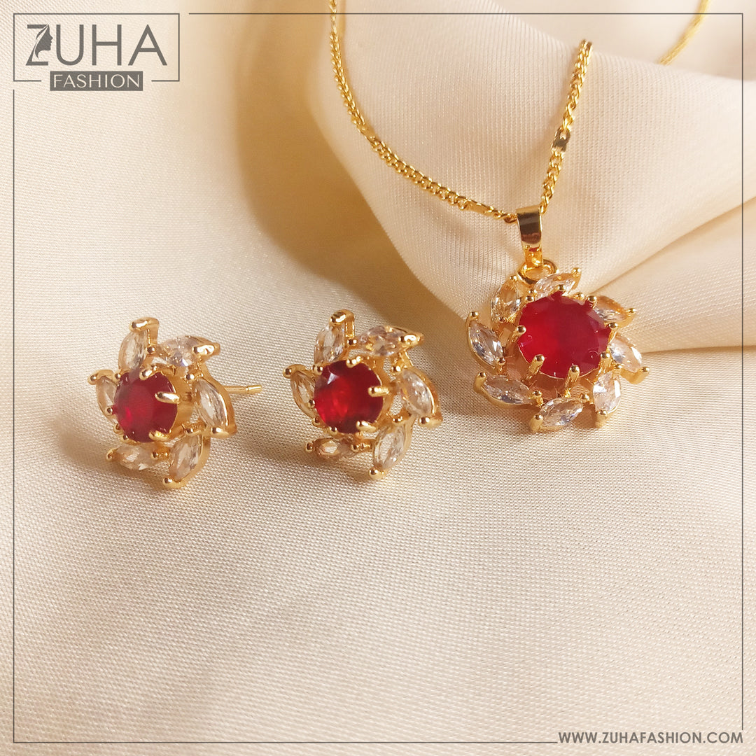 Red Zircon Set for Girls 0310