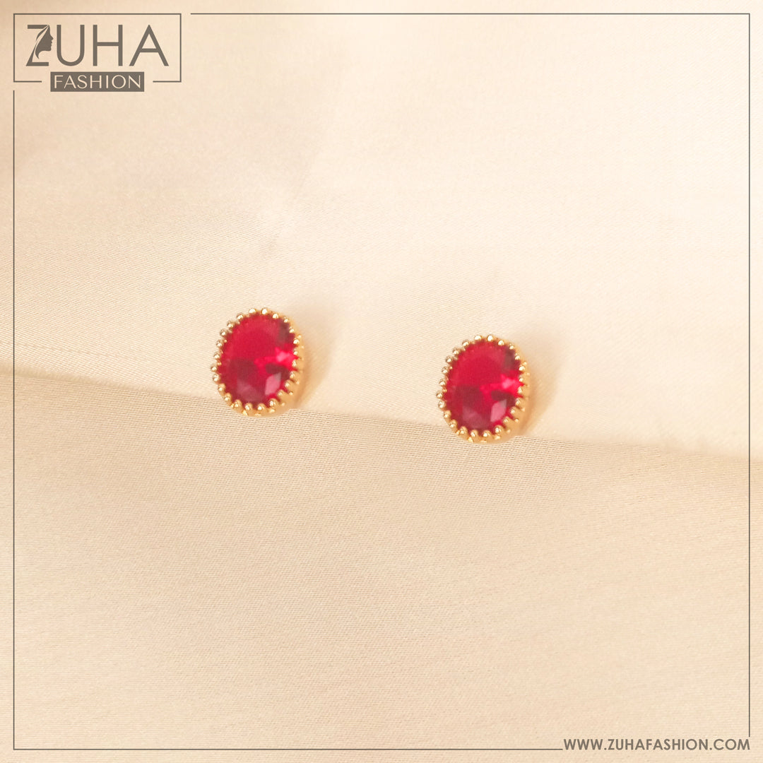 Red Zircon Ear Studs 0070