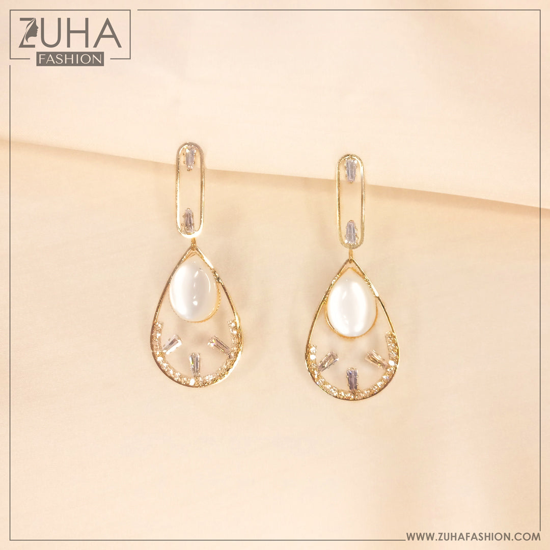 Classy Opal Golden Earrings 0011