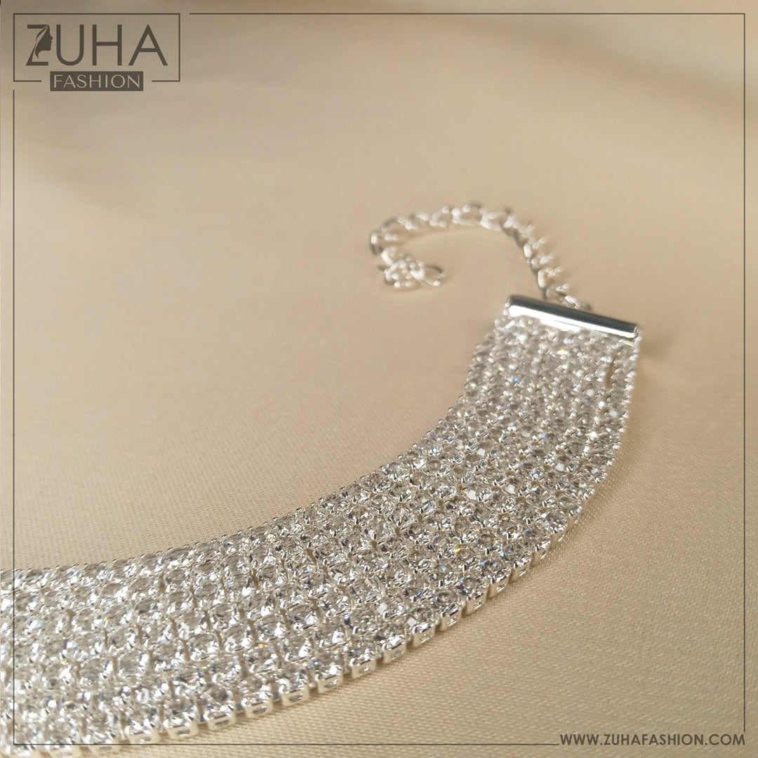 Seven Stripe Silver Crystal Bracelet 0178