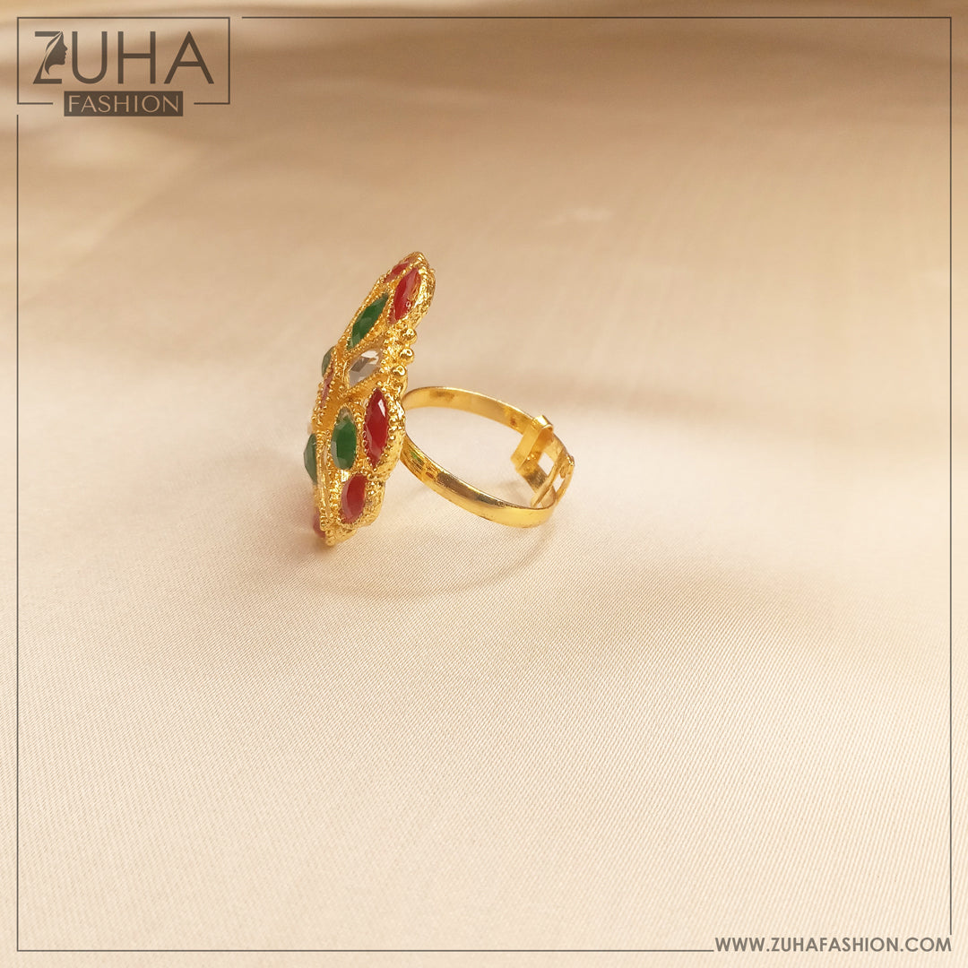 Ethnic Multicolor Polki Style Ring 0164