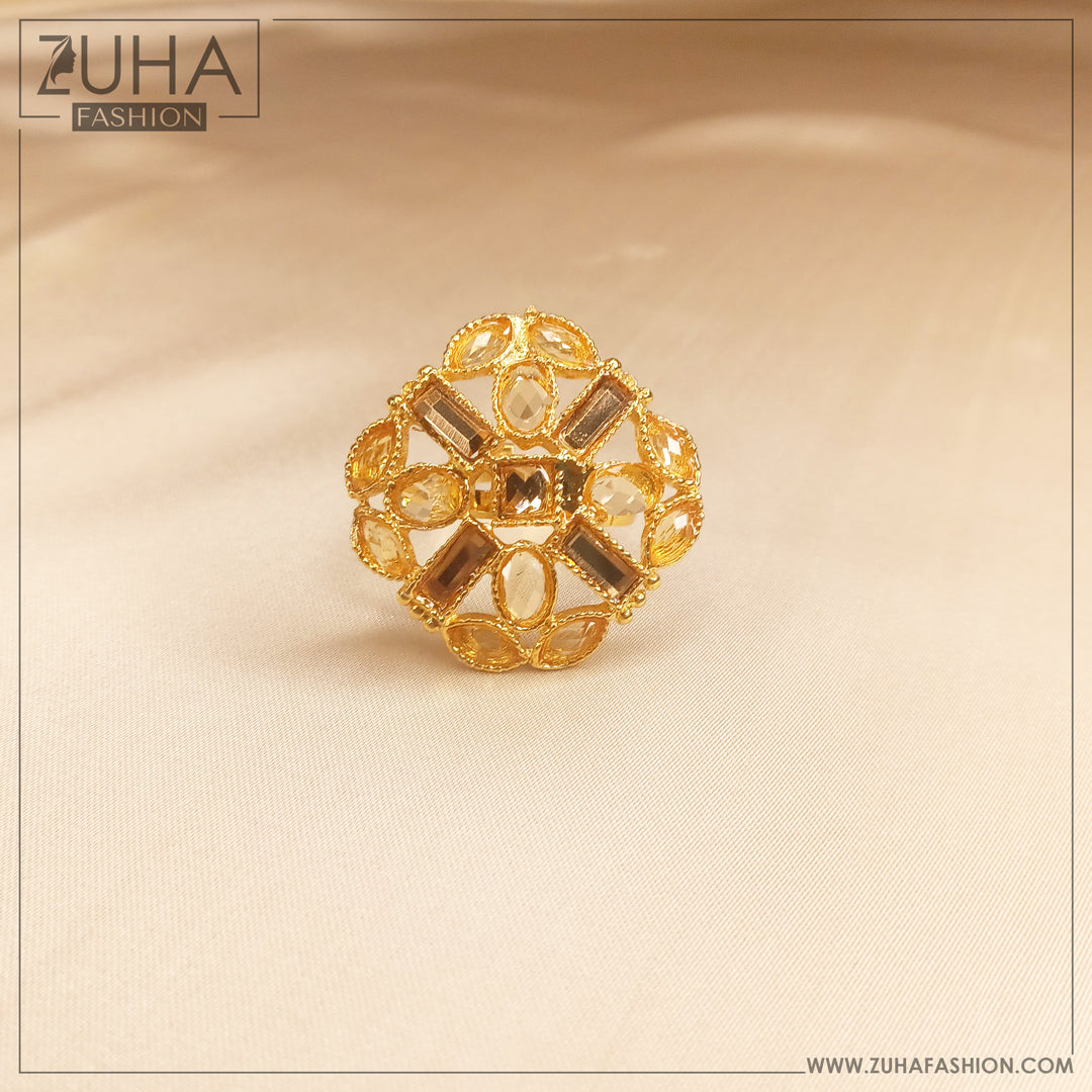 Ethnic Champage Polki Style Ring 0162