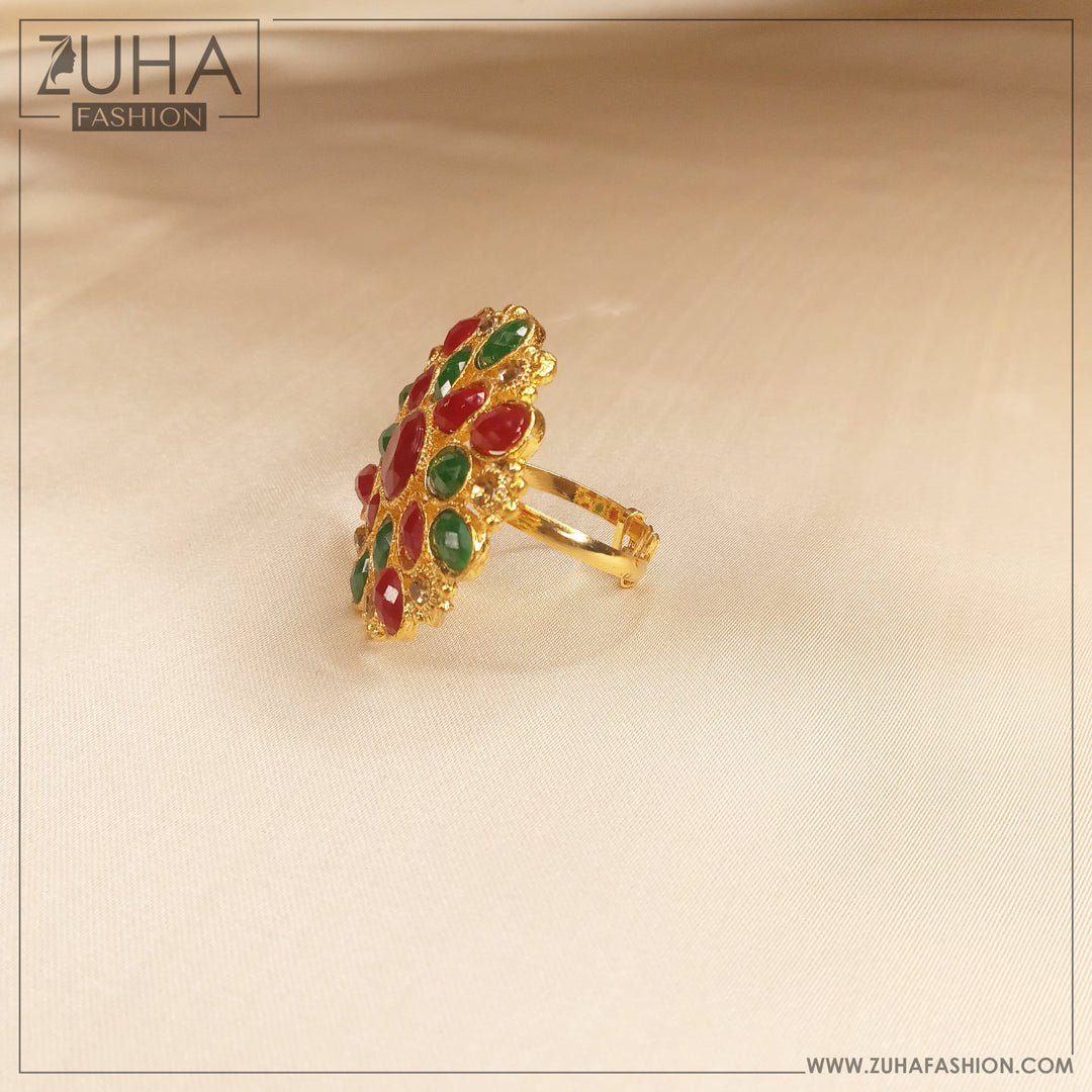 Ethnic Multicolor Polki Style Ring 0159