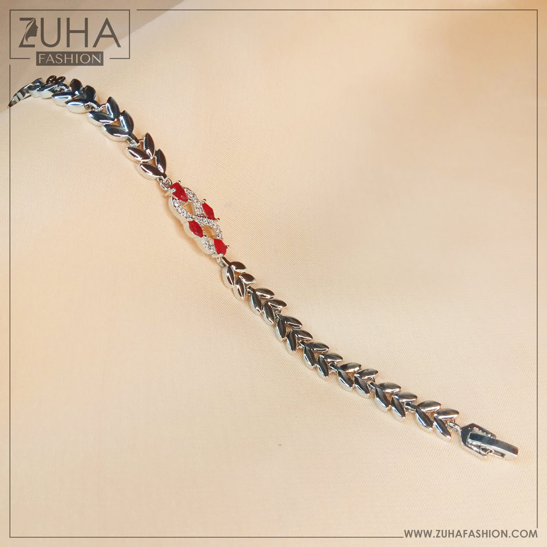 Stylish Red Silver Bracelet 0188
