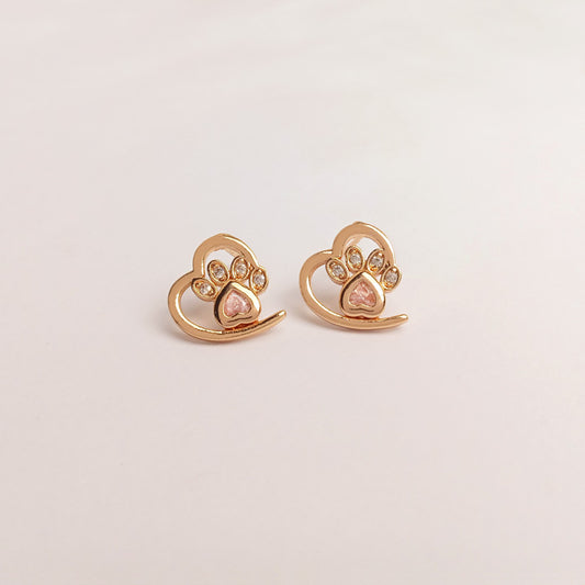 golden heart ear studs