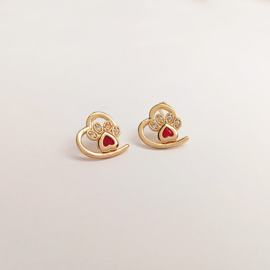 red heart ear studs