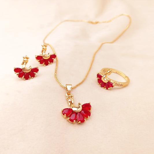 red peacock necklace set for girls