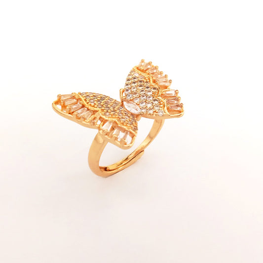 butterfly gold zircon ring