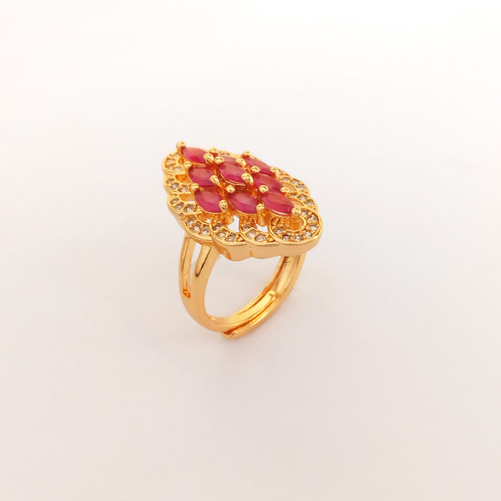 Gold Plated Zircon Ring Ruby 0895