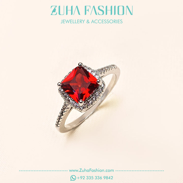 Premium Ruby Zircon Ring for Girls 0948