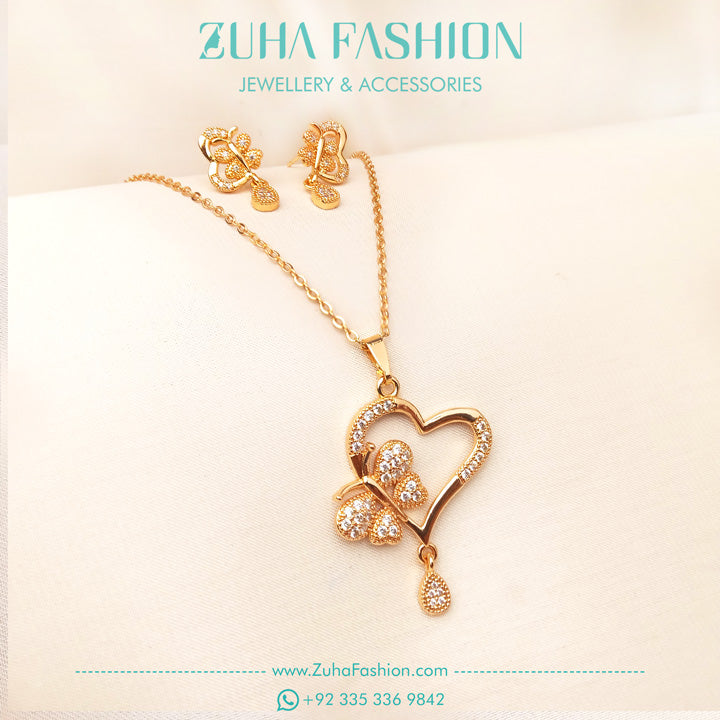 Golden Heart Necklace Set for Girls 0958