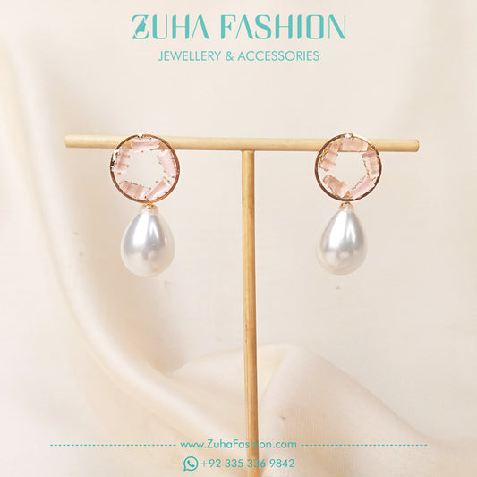 Pink Crystal Pearl Earrings 0980